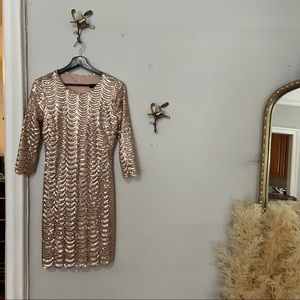 Sequin Dress Scalloped Sleeves